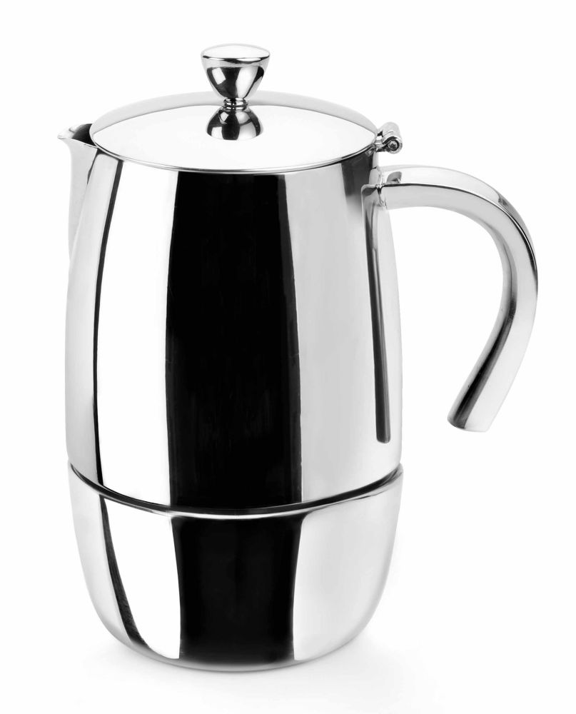 Cafetera italiana express fabricada de aluminio fundido con fondo de acero  inoxidable para inducción Evva Black Ibili